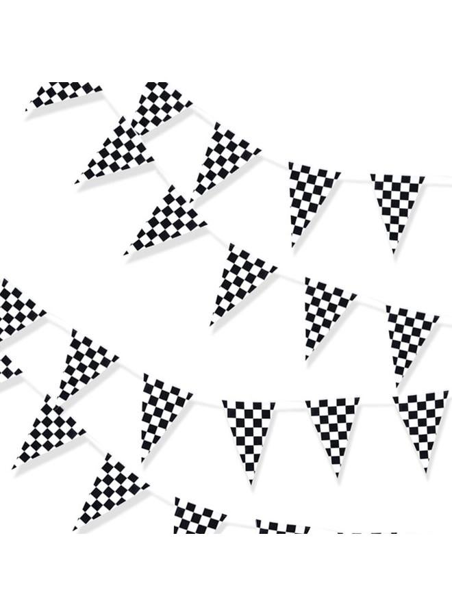 60m PE Black and White Checkered Racing Flag F1 Racing String Flag Triangle Flag for Ceremonial Event