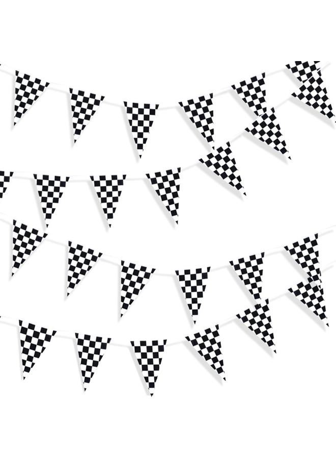 60m PE Black and White Checkered Racing Flag F1 Racing String Flag Triangle Flag for Ceremonial Event