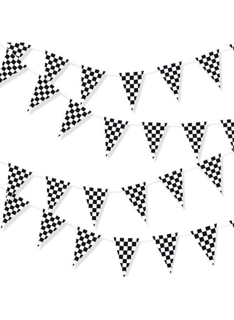 60m PE Black and White Checkered Racing Flag F1 Racing String Flag Triangle Flag for Ceremonial Event