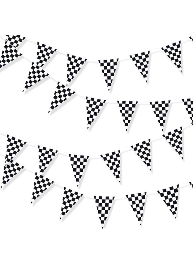 60m PE Black and White Checkered Racing Flag F1 Racing String Flag Triangle Flag for Ceremonial Event