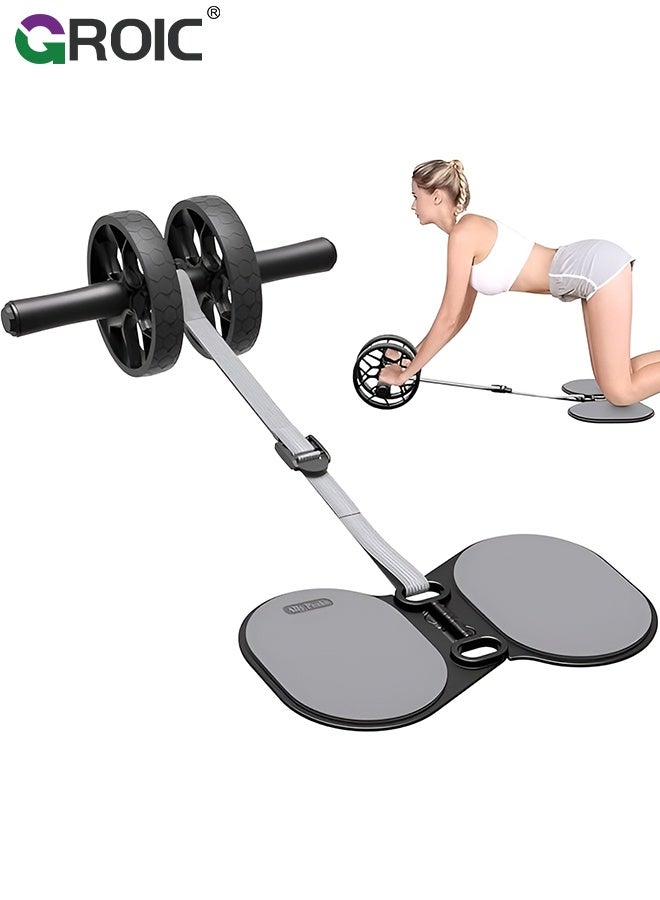 GROIC Ab Roller Wheel with Adjustable Resistance，Automatic Rebound Abs & Core Workout Equipment for Beginners，All Levels & Post-Exhaustion Detachable Strength Training with Knee Pad,Ab wheel roller for men women - Image 1