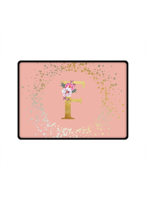 Designer Gaming Mouse Pad Anti-Skid Mousepad Large Keyboard Mouse Pad Desk Mat Custom Monogram Initial Letter Floral Pattern Alphabet - F(Rose Pink)