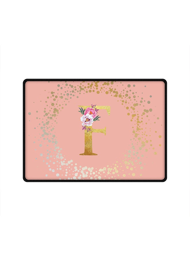 Designer Gaming Mouse Pad Anti-Skid Mousepad Large Keyboard Mouse Pad Desk Mat Custom Monogram Initial Letter Floral Pattern Alphabet - F(Rose Pink)