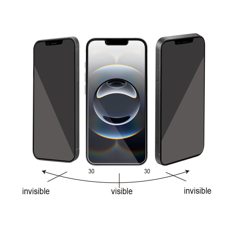 Ailun Privacy Screen Protector for iPhone 16e / iPhone 14 / iPhone 13 / iPhone 13 Pro [6.1 Inch] 2 Pack Anti Spy Private Tempered Glass Anti-Scratch Case Friendly [Not for iPhone 16 6.1 Inch] - Image 3