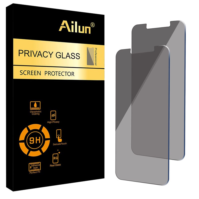 Ailun Privacy Screen Protector for iPhone 16e / iPhone 14 / iPhone 13 / iPhone 13 Pro [6.1 Inch] 2 Pack Anti Spy Private Tempered Glass Anti-Scratch Case Friendly [Not for iPhone 16 6.1 Inch] - Image 1