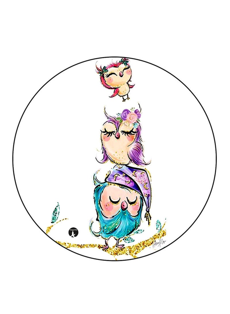 RKN Owls Printed Mouse Pad Round  Multicolour