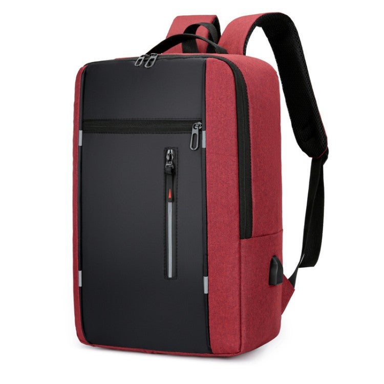 Cross-Border New Backpack, Simple USB Charging Business Laptop Bag for Men, Multi-Functional Student Large-Capacity Schoolbag