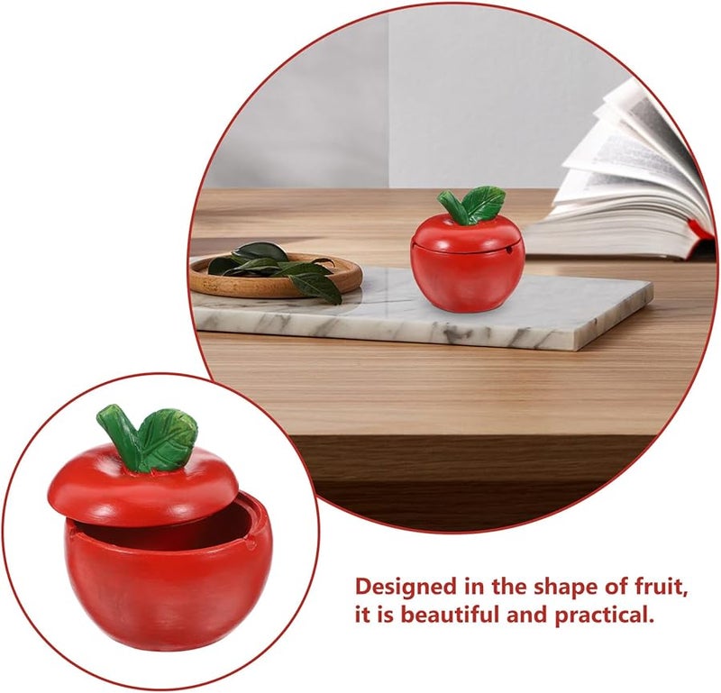 Vintage Ceramic Apple Ashtray with Cover Easy to Clean Home Office Decor - Image 4