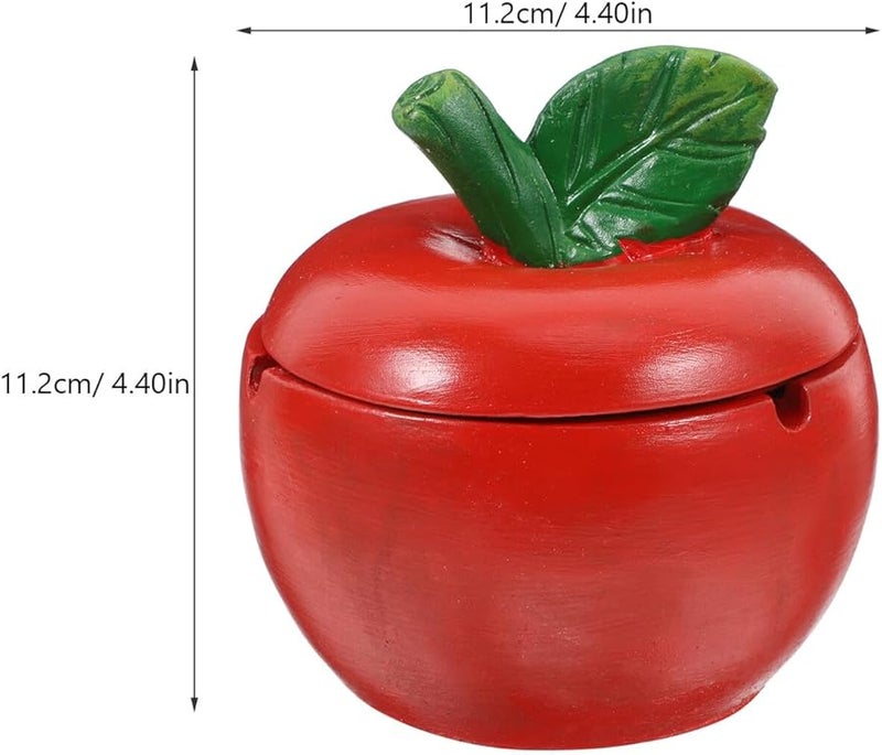 Vintage Ceramic Apple Ashtray with Cover Easy to Clean Home Office Decor - Image 3