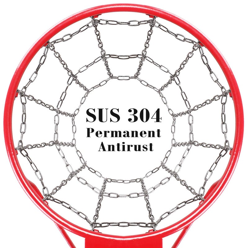 Dakzhou Basketball net, 304 Stainless Steel Chain Braided, Permanent Rust Proof (12 Links), Quick Installation. - Image 2