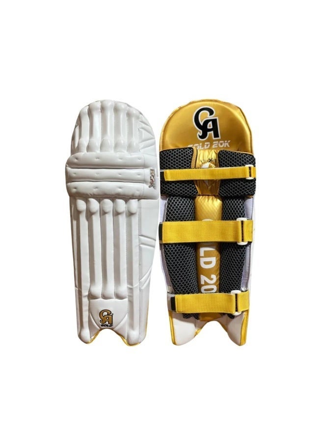 CA Gold 20K Cricket Batting Leg Guard Right (RH)  Left Hand (LH) Large Size Mens White Ambi - Image 2