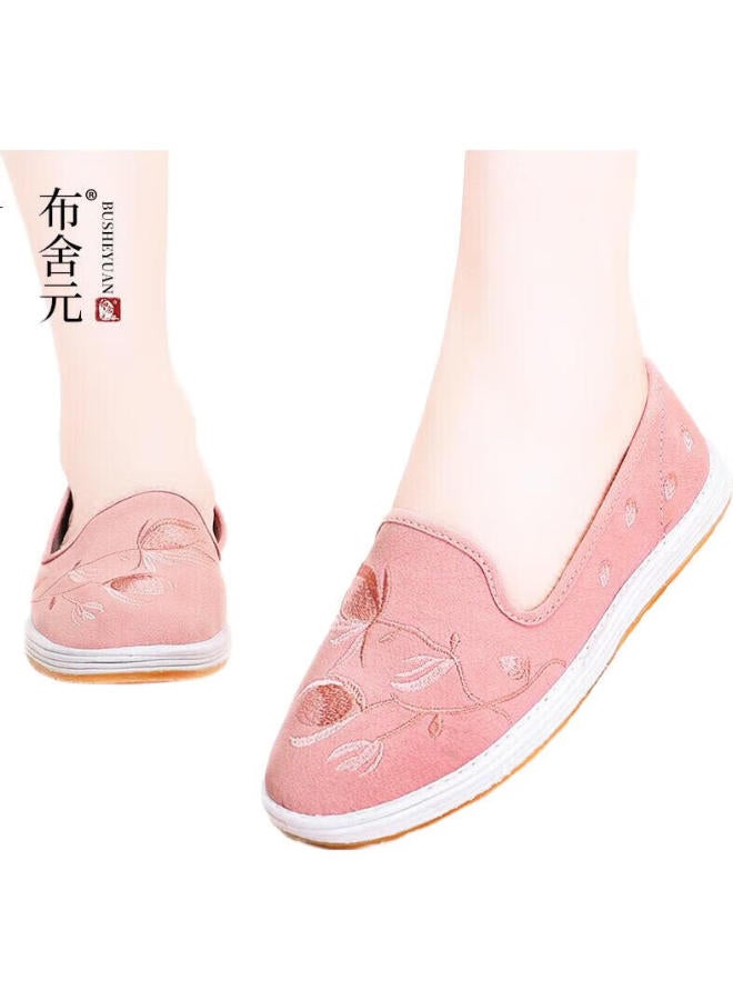 BUSHEYUAN Women'S Embroidered Hanfu Shoes Ethnic Style Layered Sole Old Beijing Cloth Shoes Female 230-1038 Pink 37 - Image 1
