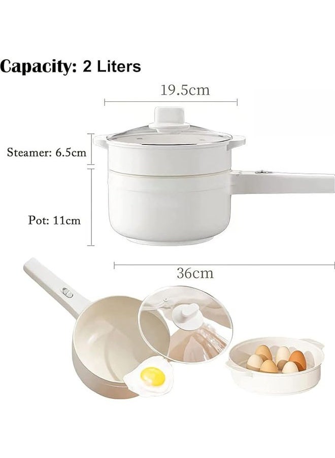 Arabest 2L Electric Hot Pot with Steamer & Temperature Control, Non-Stick Electric Cooker Shabu Shabu, Electric Skillet, Frying Pan, Electric Saucepan, for Noodles, Egg, Steak, Oatmeal and Soup  - Image 2