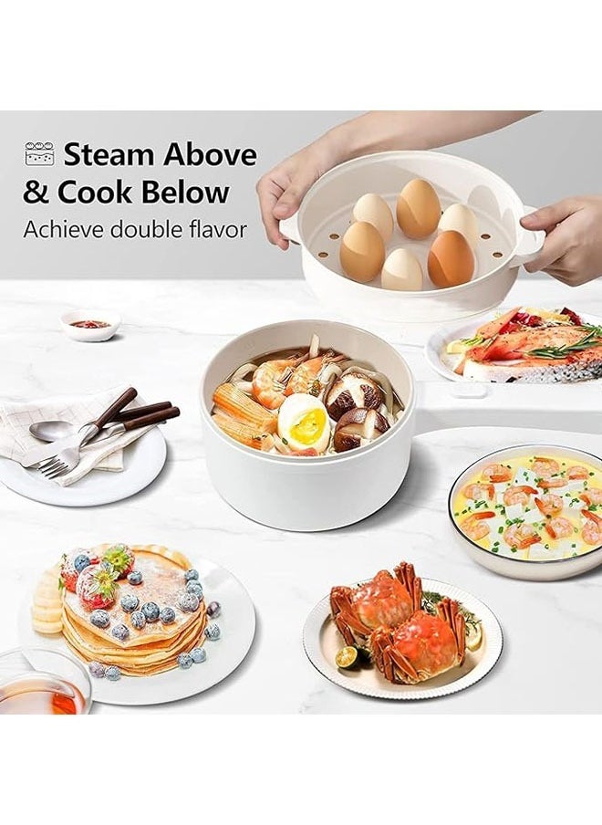 Arabest 2L Electric Hot Pot with Steamer & Temperature Control, Non-Stick Electric Cooker Shabu Shabu, Electric Skillet, Frying Pan, Electric Saucepan, for Noodles, Egg, Steak, Oatmeal and Soup  - Image 5