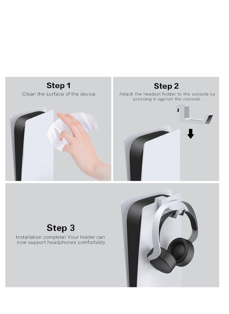 E COMMERCE  BAG PS5 Headset Stand, PS5 Headphone Hook,PS5 Headset Hanger, Compatible with Universal Gaming Headsets - White  - Image 2