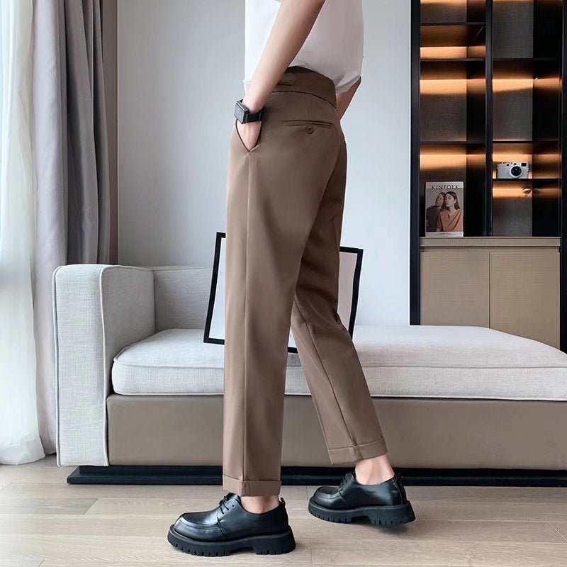 2023 Summer Men'S Casual Trousers Business Dress Korean Style Trendy Suit Pants Slim-Fit Small Foot Suit Pants - Image 5