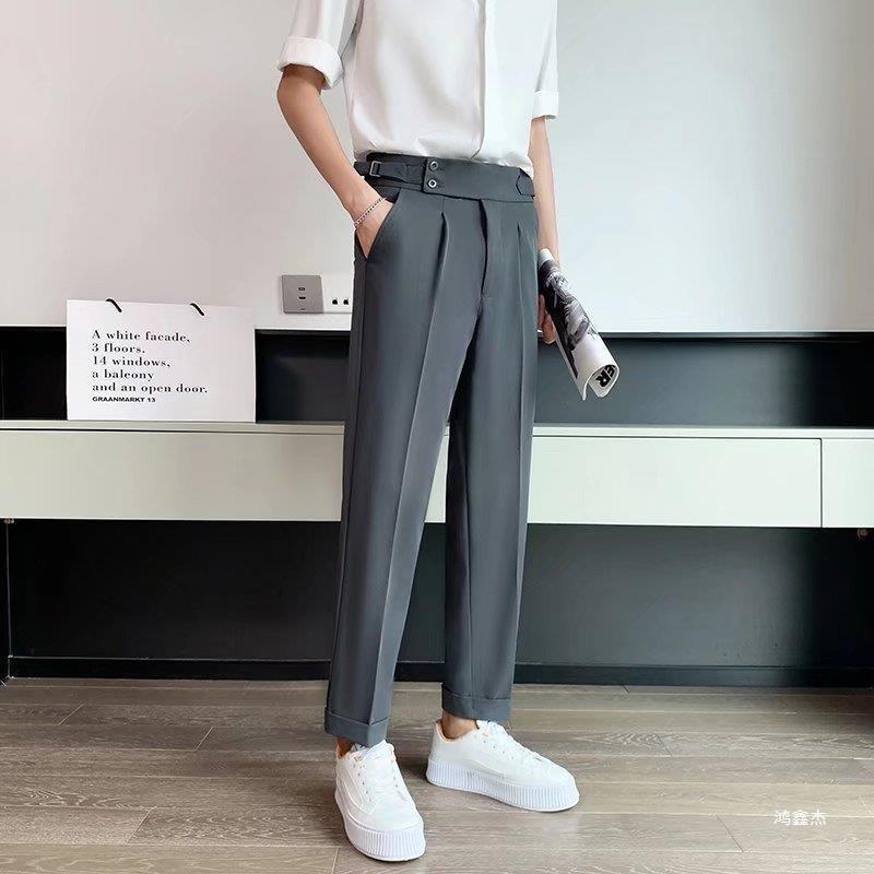 2023 Summer Men'S Casual Trousers Business Dress Korean Style Trendy Suit Pants Slim-Fit Small Foot Suit Pants - Image 3