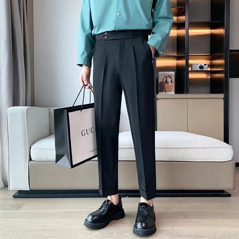 2023 Summer Men'S Casual Trousers Business Dress Korean Style Trendy Suit Pants Slim-Fit Small Foot Suit Pants - Image 1