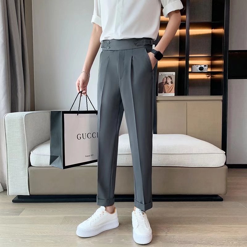 2023 Summer Men'S Casual Trousers Business Dress Korean Style Trendy Suit Pants Slim-Fit Small Foot Suit Pants - Image 2