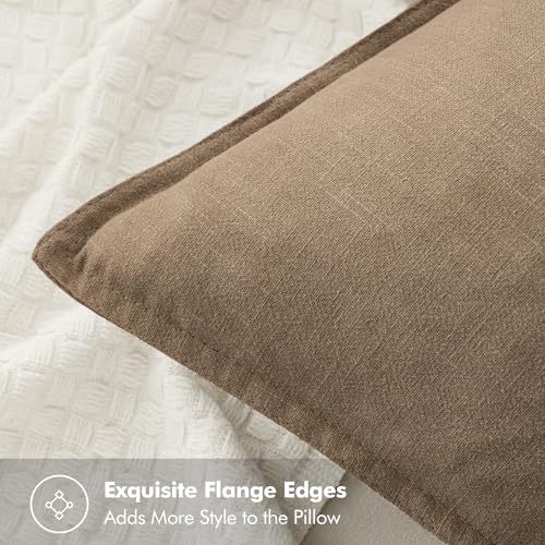 MIULEE Decorative Linen Pillow Covers 20x20 Inch Khaki Boho Farmhouse Neutral Winter Couch Throw Pillows for Bed Pack of 2 Accent Modern Pillowcase Sofa Livingroom Home Decor - Image 3