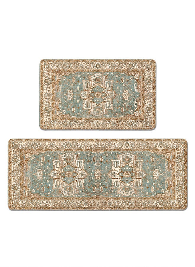 2 PCS Kitchen Floor Mats Rugs Set, Cushion Floor Carpet, Waterproof, Oil Resistant and Anti-Fatigue PU Standing Mat for Kitchen, Floor, Office, Sink, Laundry 45*75CM+45*120CM - Image 1