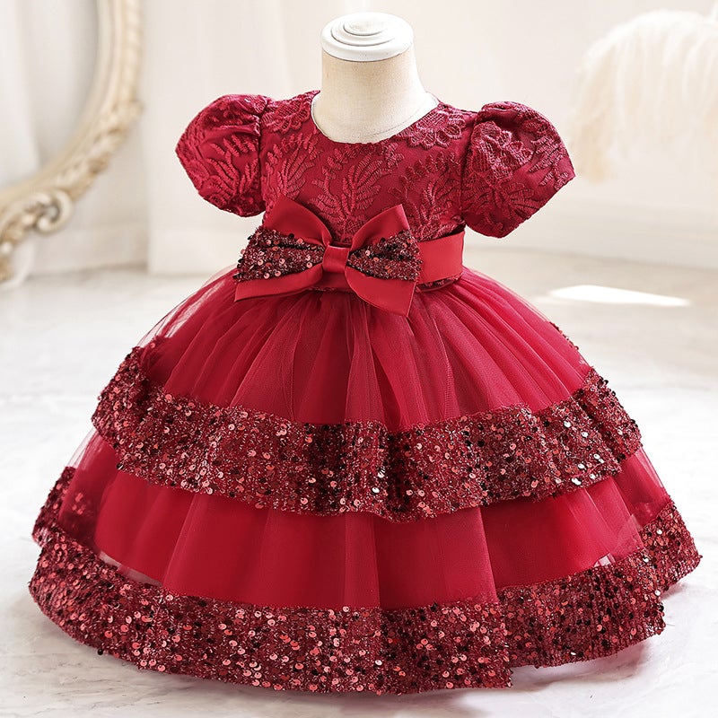 Children's One-Year-Old Dress, Baby Girl Princess Dress, Classy Girl Dress, Baby Wedding Dress, Fluffy Cake Dress, Cross-Border - Image 2