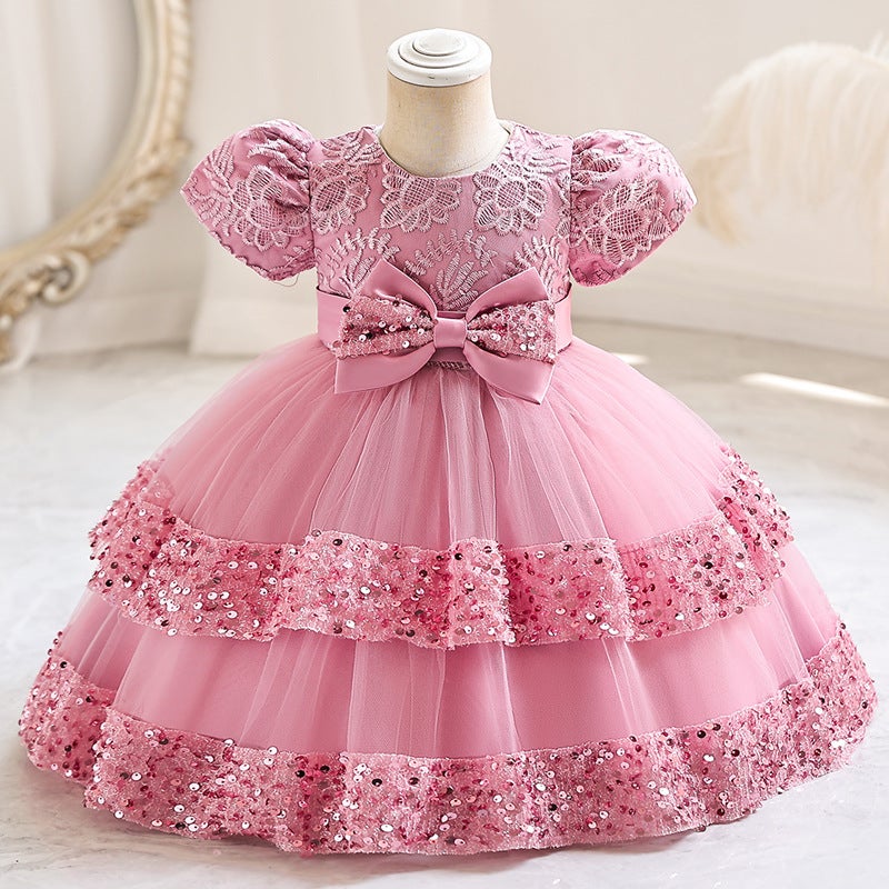 Children's One-Year-Old Dress, Baby Girl Princess Dress, Classy Girl Dress, Baby Wedding Dress, Fluffy Cake Dress, Cross-Border - Image 3