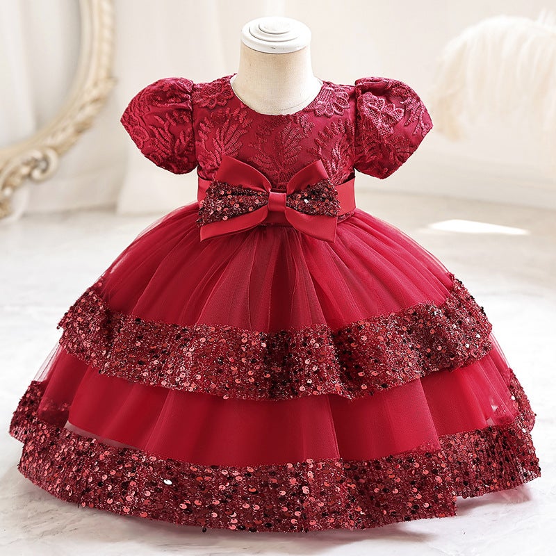 Children's One-Year-Old Dress, Baby Girl Princess Dress, Classy Girl Dress, Baby Wedding Dress, Fluffy Cake Dress, Cross-Border - Image 1