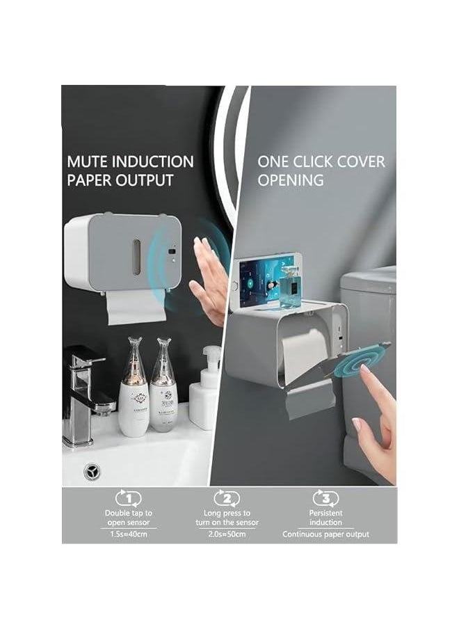 HOOKOR Tissue Box Holder, Touch-sensitive Paper Towel Output USB Charging No Punching Required Waterproof and Moisture-proof Tissue Cover Top Storage or Mobile Phone Holder  - Image 4