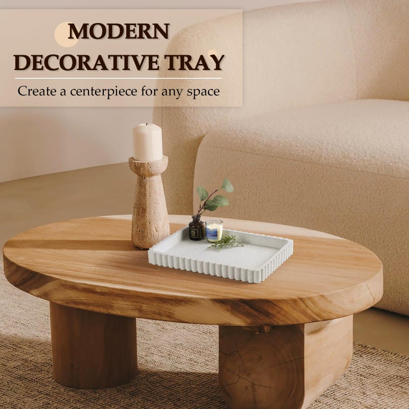 Cathyeen Concrete Decorative Tray for Coffee Table Decor, 14" Coffee Table Tray Ottoman Tray Table Centerpieces, Rectangular Modern Decorative Trays for Home Decor, Living Room, Entry, Granite - Image 3