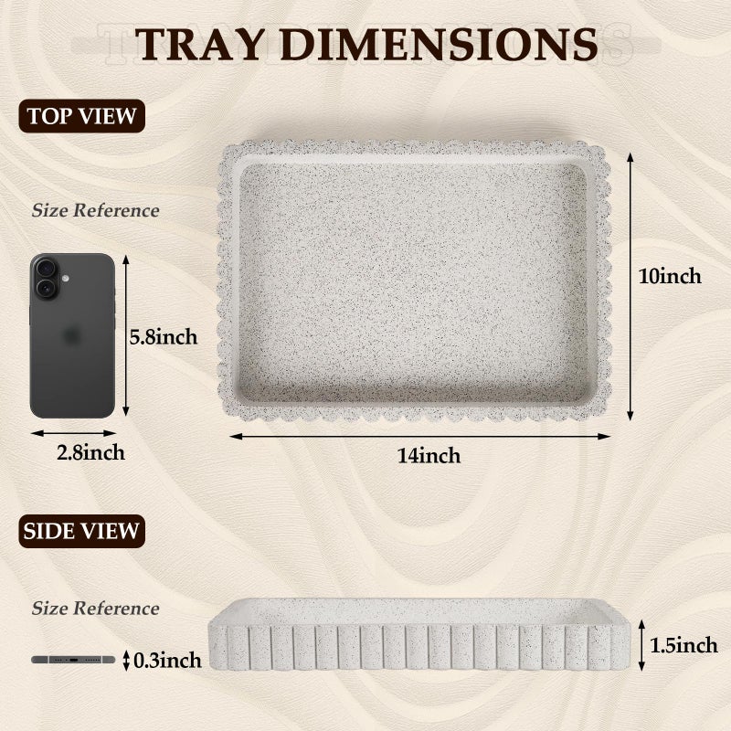 Cathyeen Concrete Decorative Tray for Coffee Table Decor, 14" Coffee Table Tray Ottoman Tray Table Centerpieces, Rectangular Modern Decorative Trays for Home Decor, Living Room, Entry, Granite - Image 4