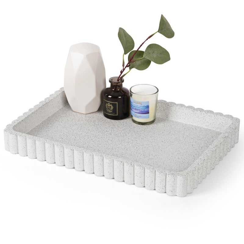 Cathyeen Concrete Decorative Tray for Coffee Table Decor, 14" Coffee Table Tray Ottoman Tray Table Centerpieces, Rectangular Modern Decorative Trays for Home Decor, Living Room, Entry, Granite - Image 1