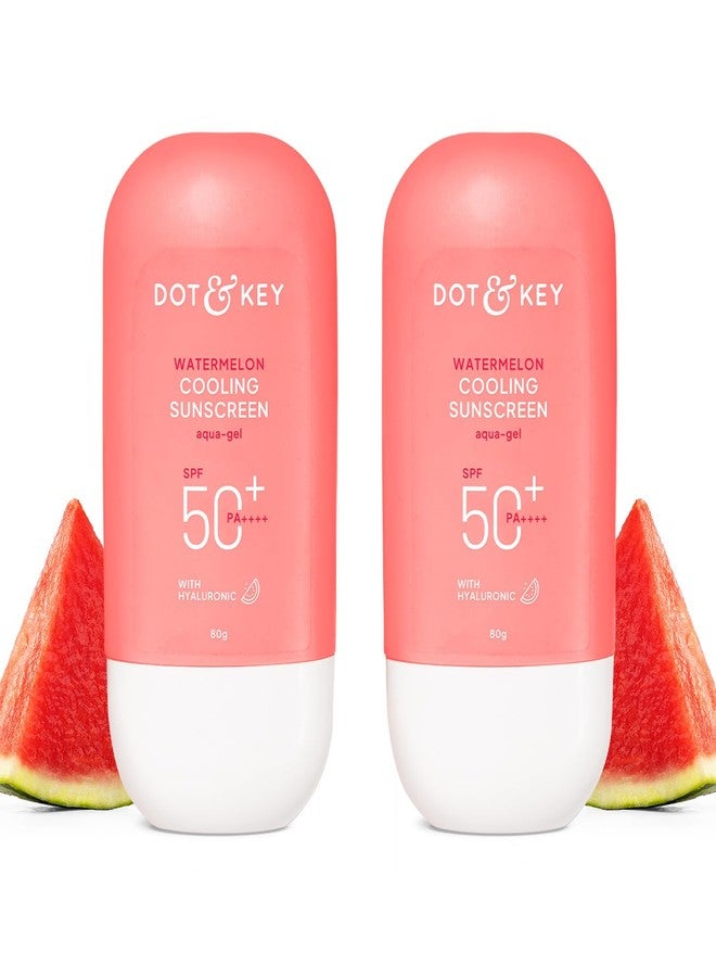 Dot & Key Watermelon Cooling Sunscreen, In-Vivo Tested SPF 50+ PA++++, With New-Age UV Filters, Instantly Cools skin, Controls Excess Oil, Broad Spectrum Protection, No White Cast, No White Cast | 160g (Pack of 2, 80gm each) - Image 1