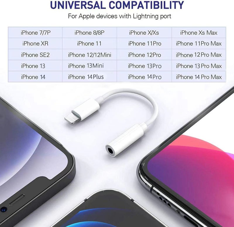 esbeecables [Apple MFi Certified]2 Pack iPhone Headphone Adapter,Lightning to 3.5 mm Headphone/Earphones Dongle Jack Adapter Audio Aux Cable Converter Compatible with iPhone14 13 12 11 XS XR X 8 7 Support All iOS - Image 5