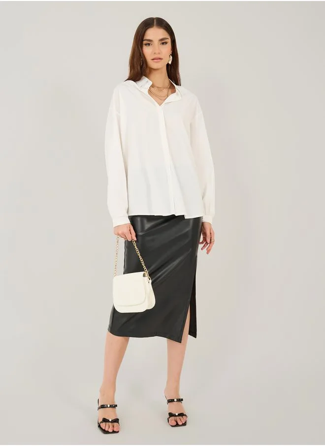 ستايلي Solid Long Sleeve Loose Fit Shirt