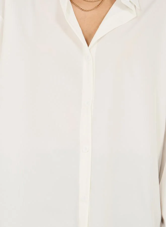Styli Solid Long Sleeve Loose Fit Shirt