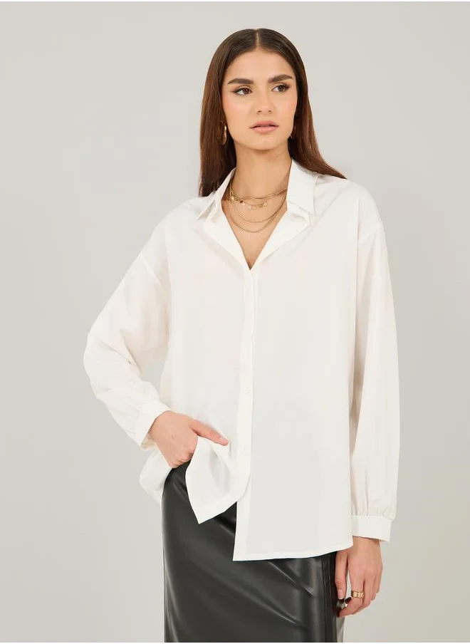 ستايلي Solid Long Sleeve Loose Fit Shirt