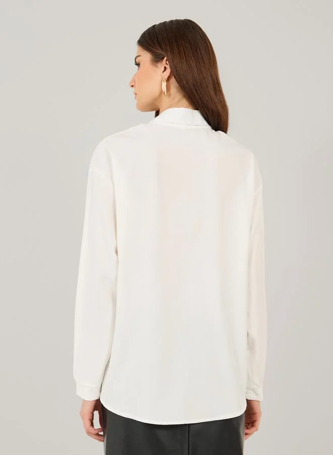 Styli Solid Long Sleeve Loose Fit Shirt