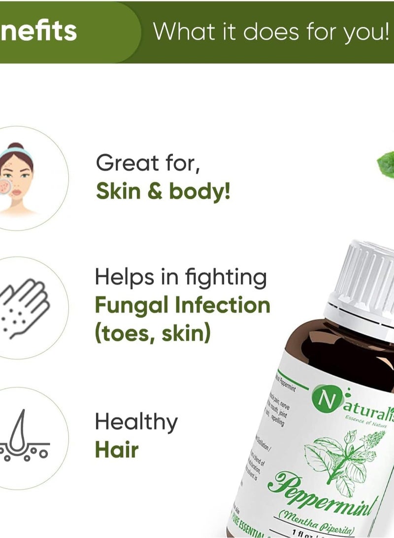 نيتشوراليس Naturalis Essence of Nature زيت النعناع العطري 100% درجة علاجية نقية وطبيعية غير مخففة لنمو الشعر والبشرة والوجه والبرد والاحتقان والألم... - Image 3