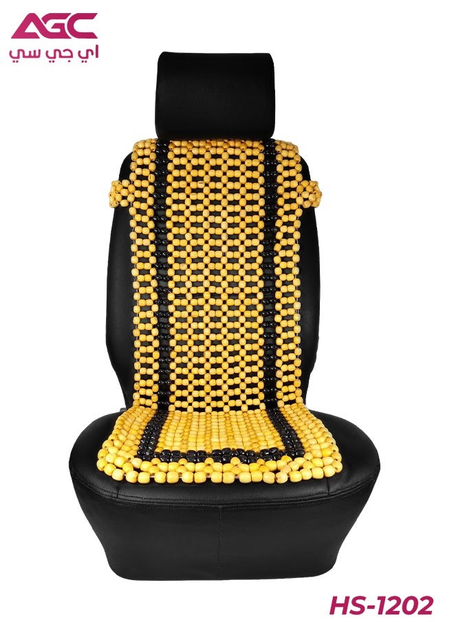 Agc AGC Wooden Beaded Car Seat Cushion HS-1202– Ergonomic Design, Enhanced Comfort, and Superior Ventilation  - Image 1