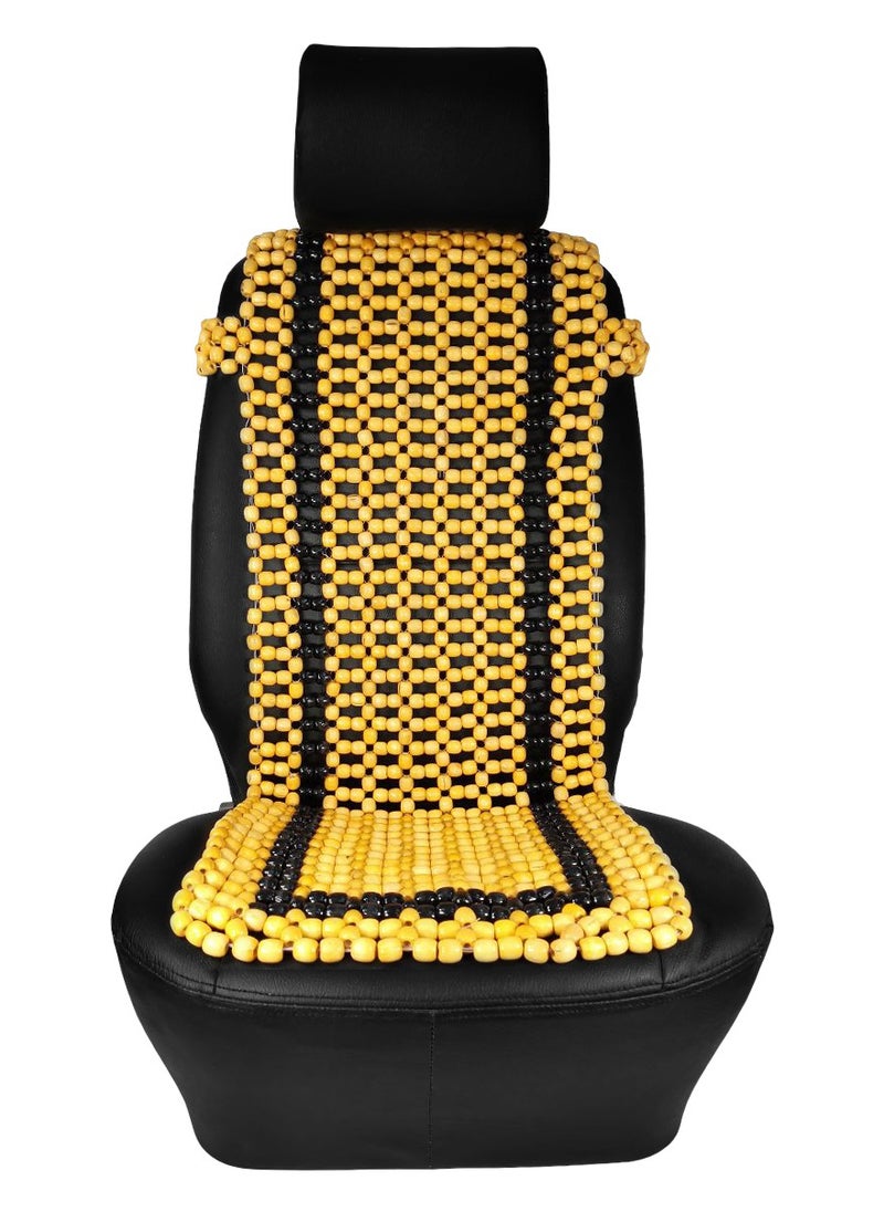 Agc AGC Wooden Beaded Car Seat Cushion HS-1202– Ergonomic Design, Enhanced Comfort, and Superior Ventilation  - Image 2