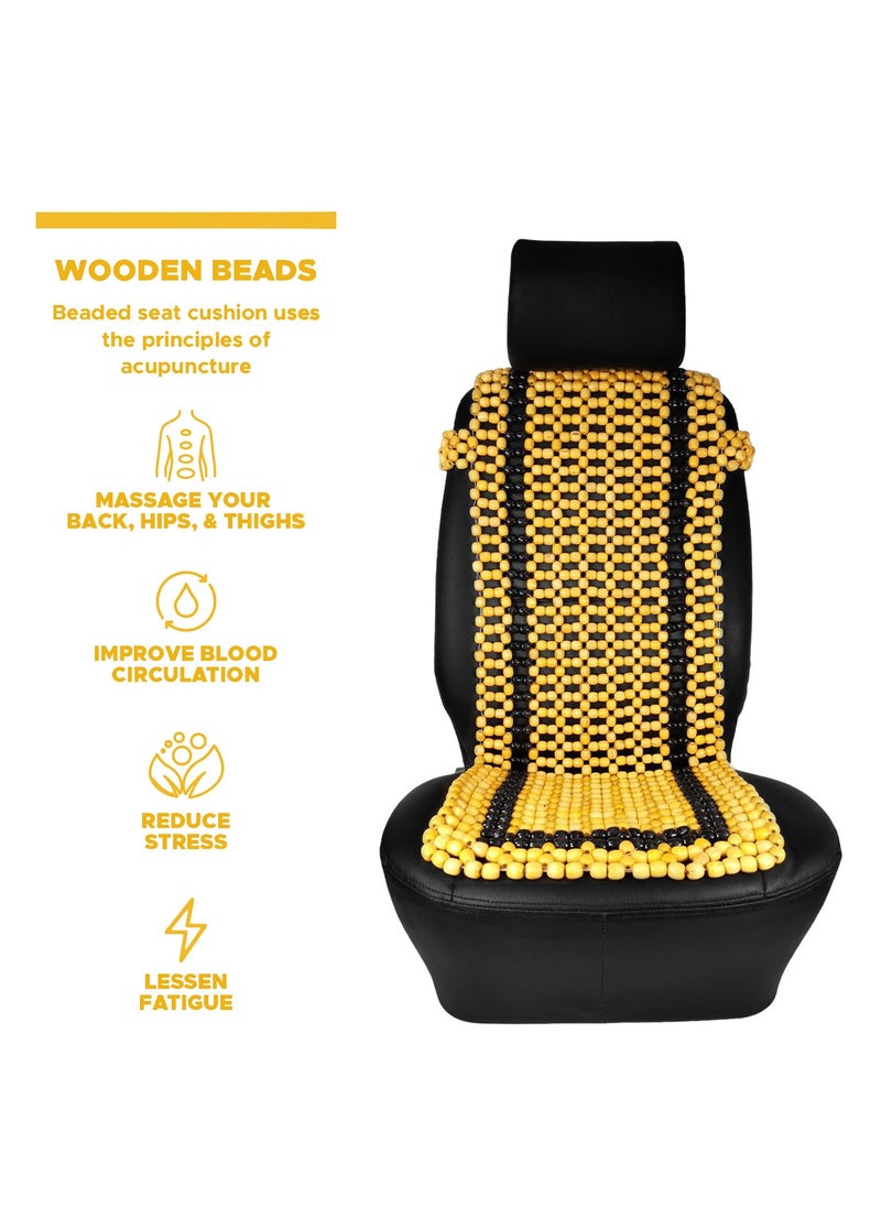 Agc AGC Wooden Beaded Car Seat Cushion HS-1202– Ergonomic Design, Enhanced Comfort, and Superior Ventilation  - Image 5