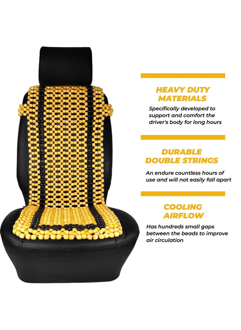 Agc AGC Wooden Beaded Car Seat Cushion HS-1202– Ergonomic Design, Enhanced Comfort, and Superior Ventilation  - Image 3