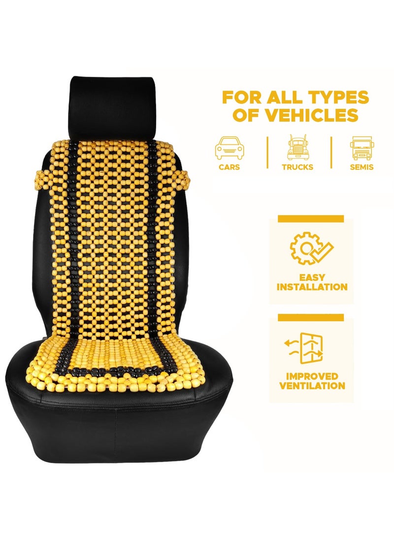 Agc AGC Wooden Beaded Car Seat Cushion HS-1202– Ergonomic Design, Enhanced Comfort, and Superior Ventilation  - Image 4
