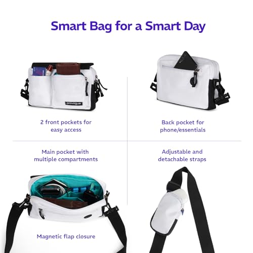 Provogue Flux Crossbody Sling Bag for men and women, one shoulder side bag with adjustable strap, detachable strap, trendy sling bag for daily use, multiple compartments, Stone White - Image 4