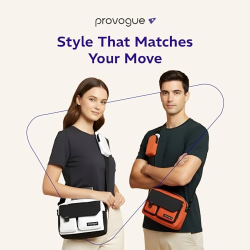 Provogue Flux Crossbody Sling Bag for men and women, one shoulder side bag with adjustable strap, detachable strap, trendy sling bag for daily use, multiple compartments, Stone White - Image 2