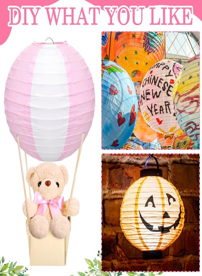 Baquler 12 Sets Baby Shower Hot Air Balloon Table Centerpieces DIY Paper Lanterns Stuffed Plush Bear Wooden Baskets for Wedding Birthday Gender Reveal (Pink) - Image 5