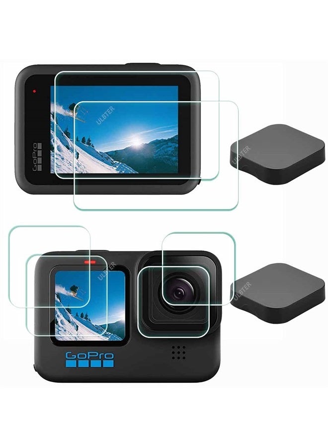 ULBTER Screen Protector for GoPro Hero 11 10 Hero11 Hero10 Black + lens protector+Lens cap Cover [6+2 Pack], 9H Hardness Tempered Glass for GoPro Hero10,Anti-Scrach Anti-Bubble 