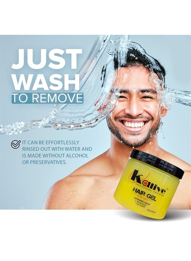 KALIVE 2 STYLE جيل تصفيف الشعر للرجال من كاليڤ 16 أونصة، تثبيت قوي ولمعان خفيف طوال اليوم، منتج شعر للرجال برائحة منعشة بدون تقشر أو كحول. - Image 3