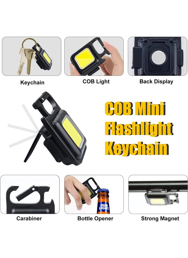 Calyrex Calyrex COB Small Flashlights 800Lumens Bright Rechargeable Keychain Mini Flashlight 3 Light Modes Portable Pocket Light with Folding Bracket Bottle Opener and Magnet Base for Fishing  - Image 3